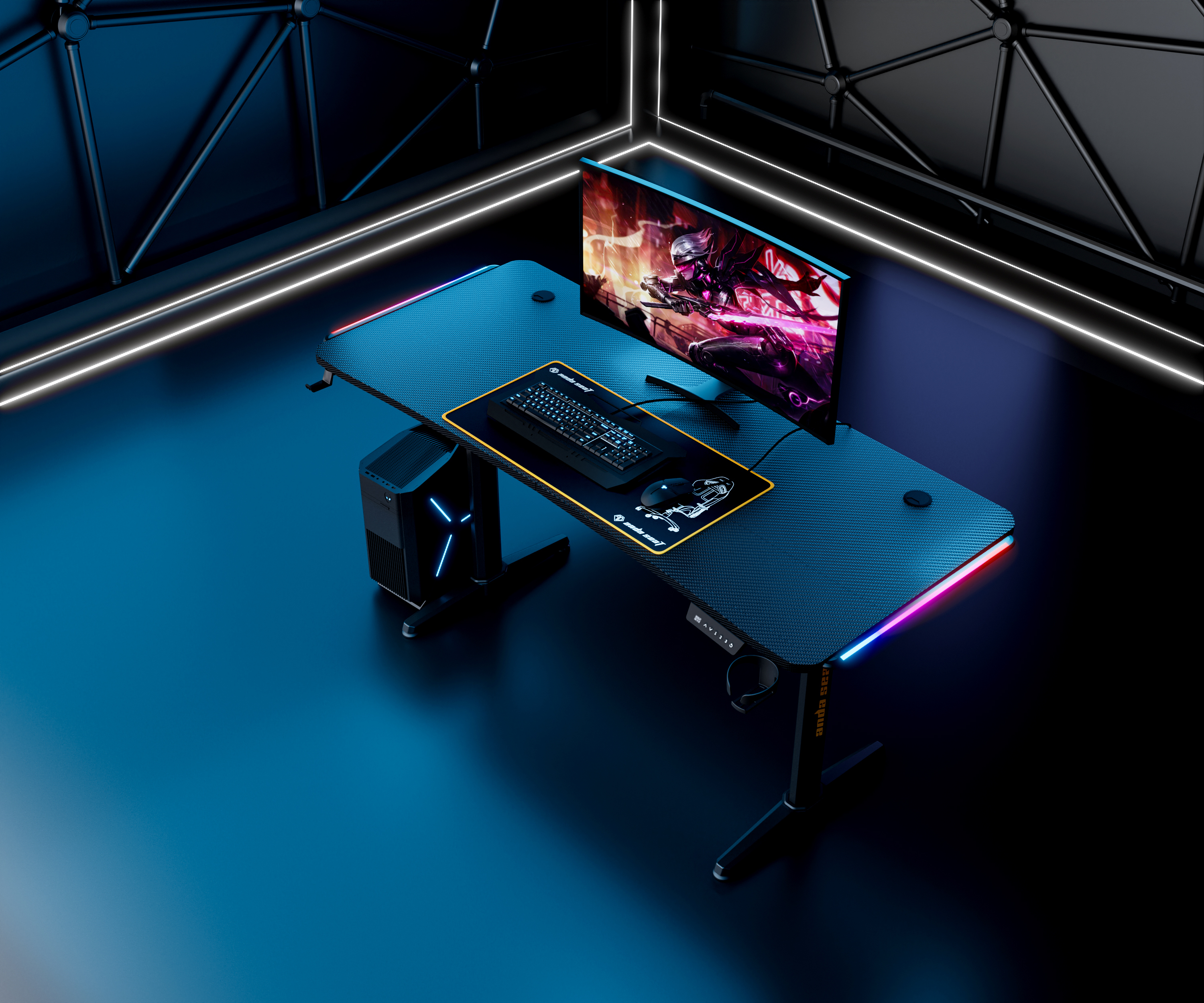 Стіл з електричним регулюванням висоти Anda Seat Terminator RGB Black (AD-D-DD1-1600L-01-B) фото8