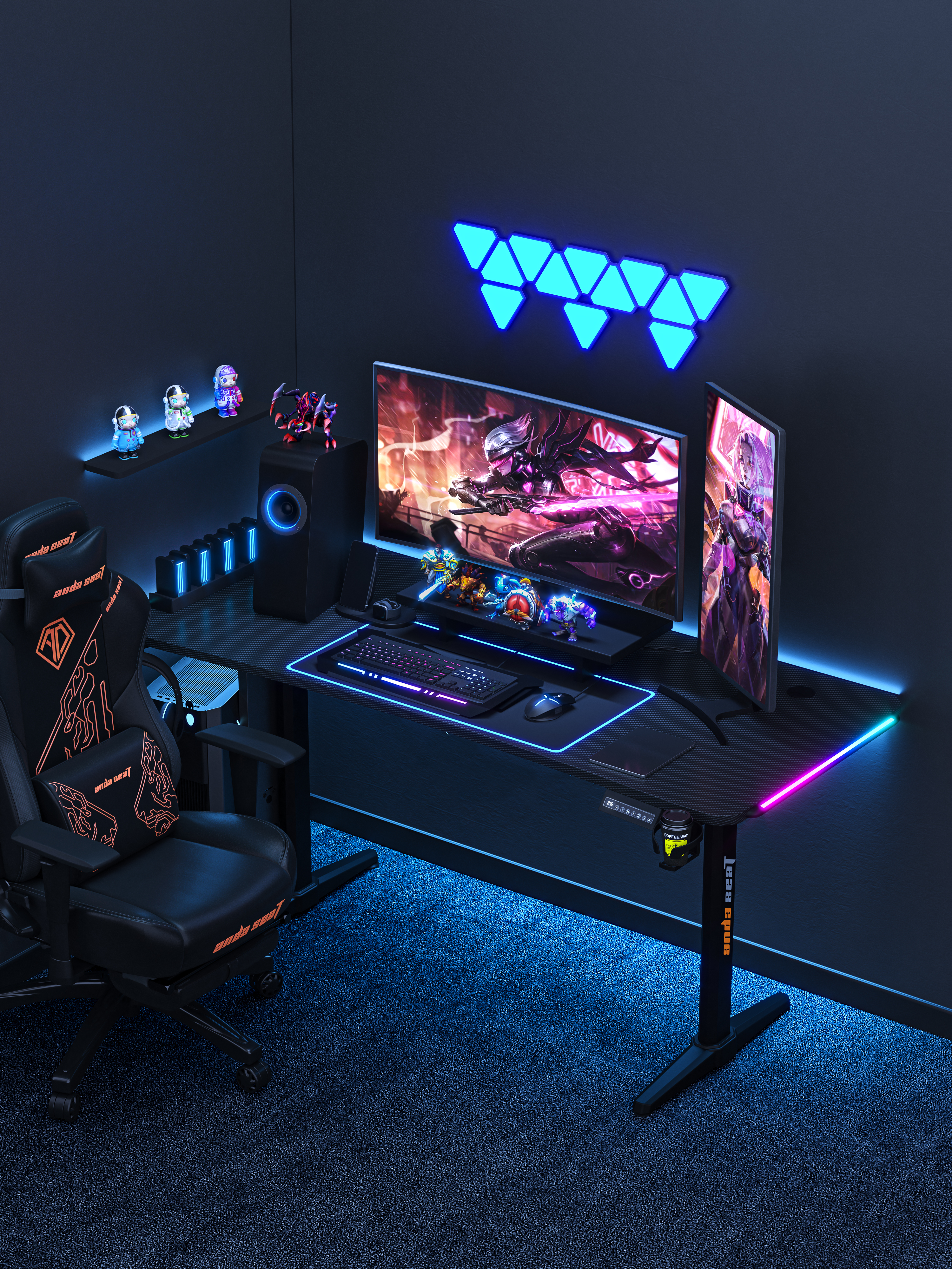 Стіл з електричним регулюванням висоти Anda Seat Terminator RGB Black (AD-D-DD1-1600L-01-B) фото9