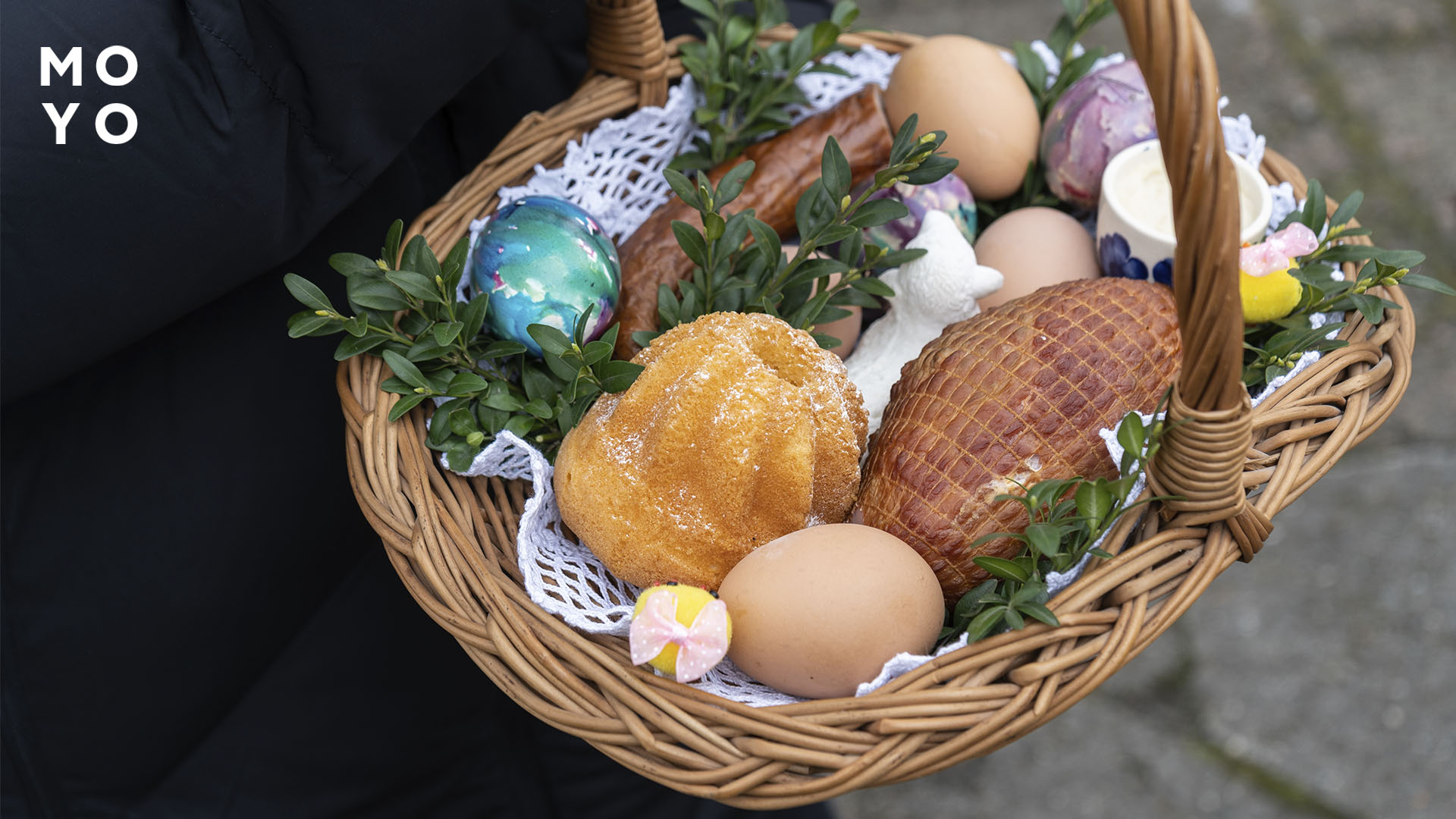 великодній кошик із частуваннями