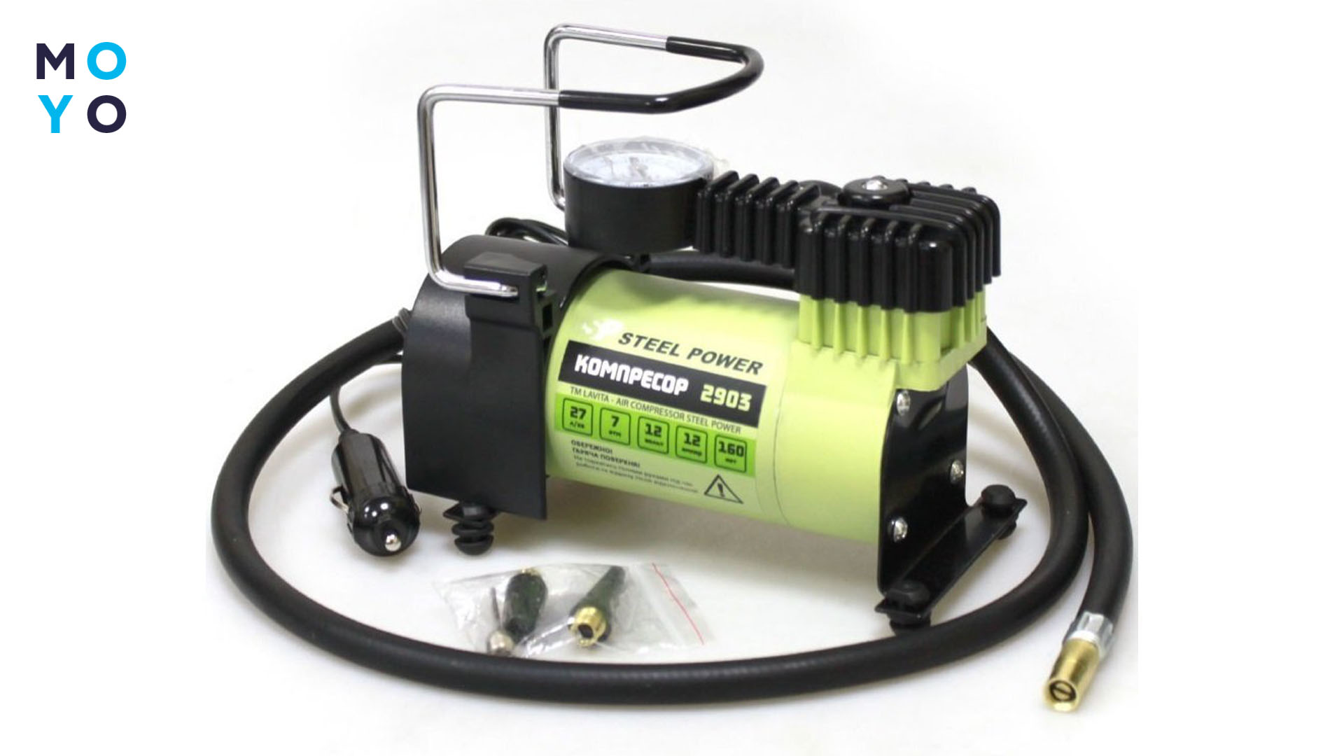 Компресор Steel Power 12 В, 12 А, 7 Атм, 27 л/хв, від прикурювача