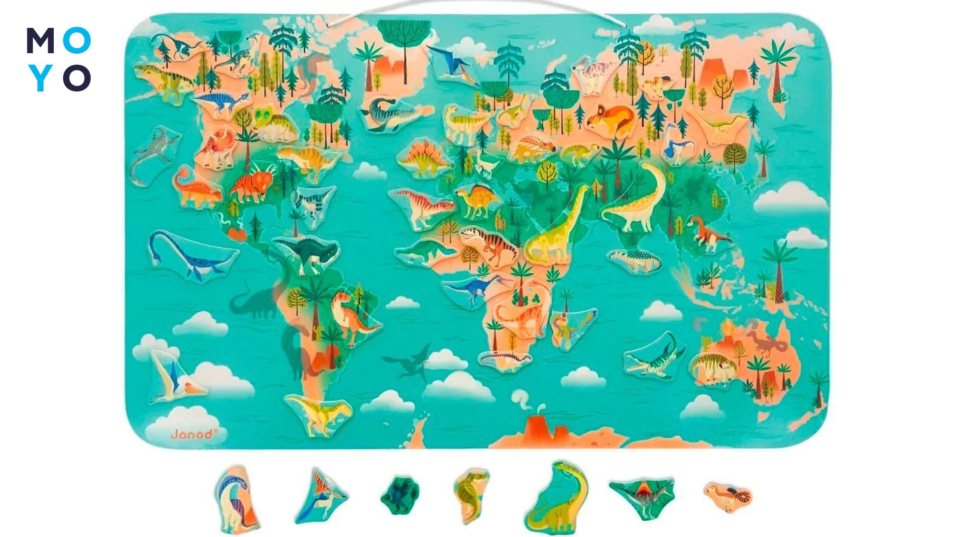 Магнітна карта світу Janod Планісфера динозаврів 