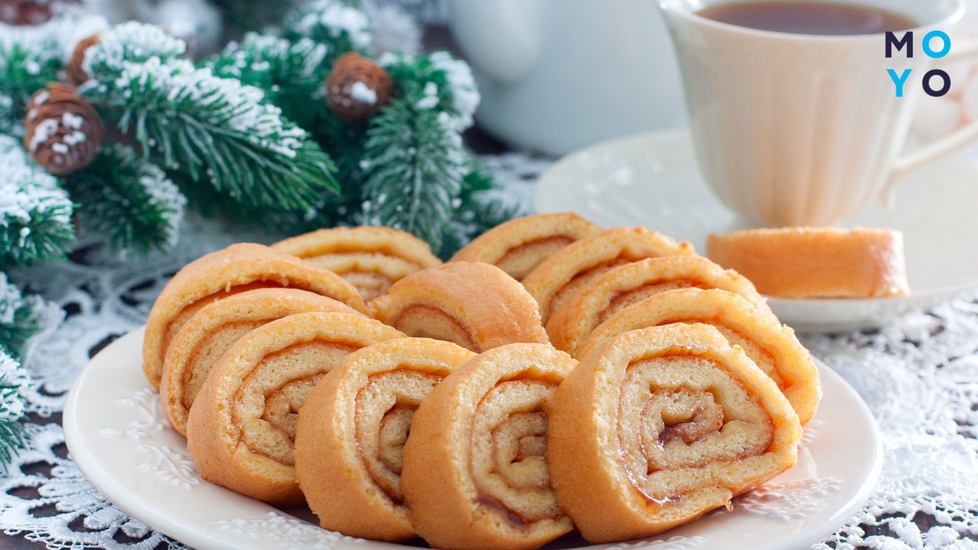 тыквенный рулет с яблоками