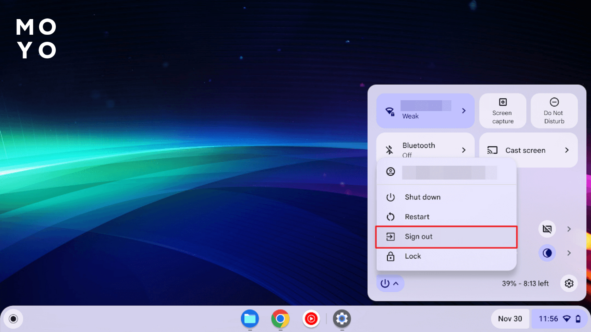 выйти из аккаунта Google на Хромбуке