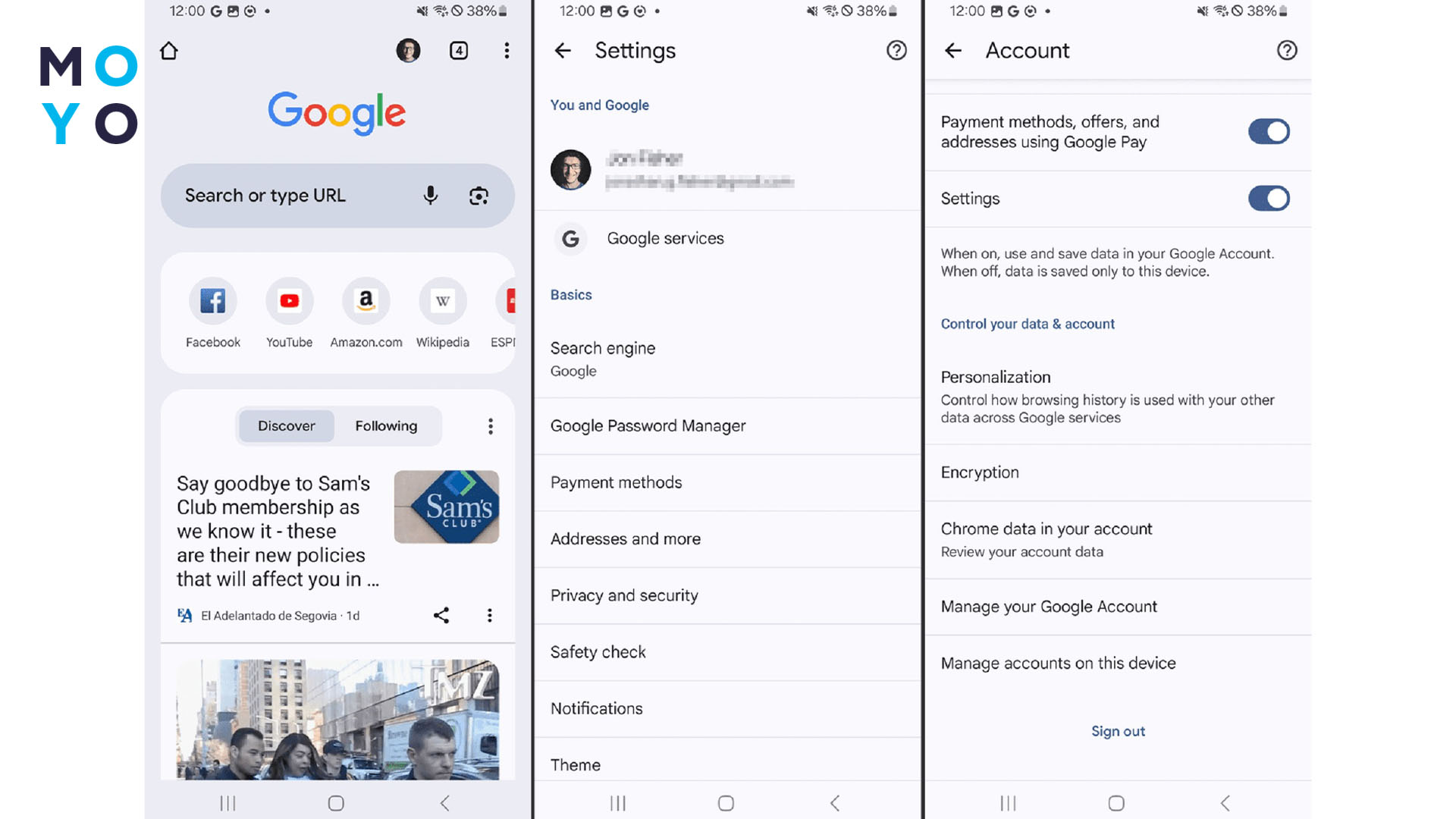 вихід з облікового запису Google на смартфоні Android