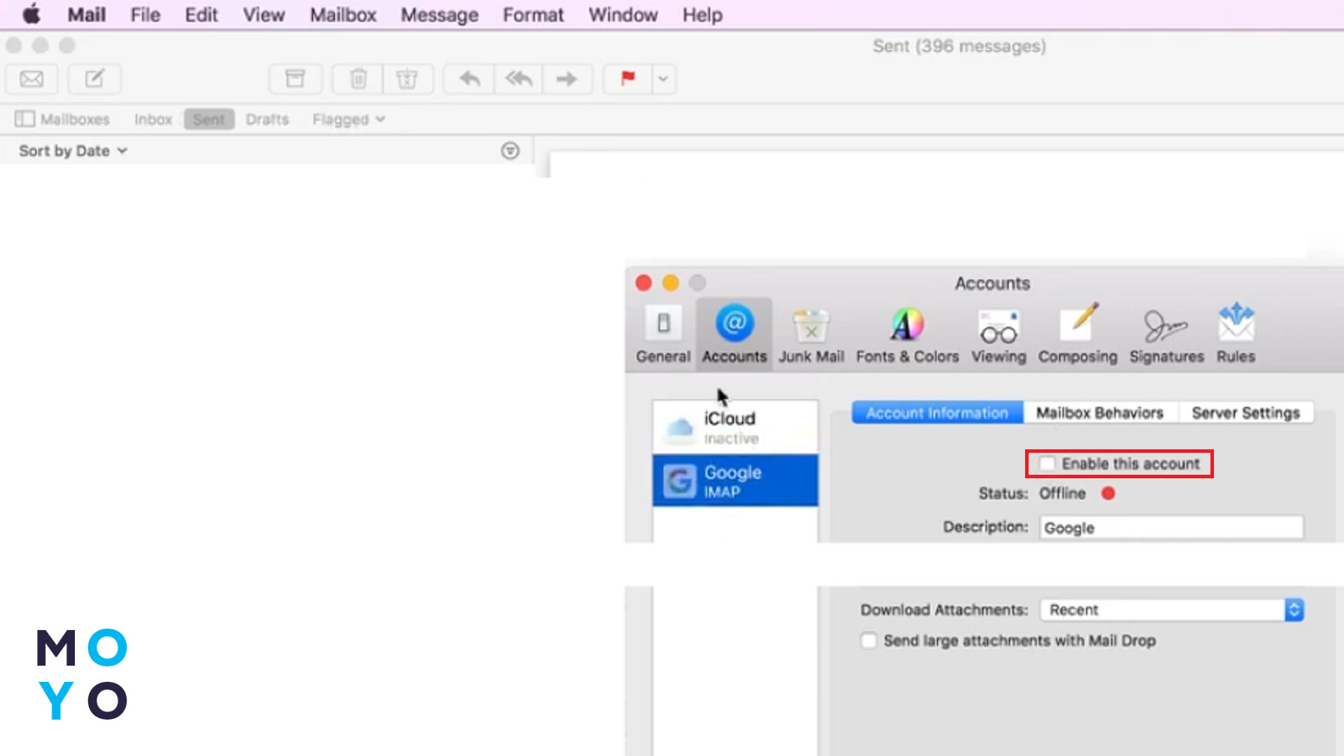 выйти из аккаунта Google на Макбуке