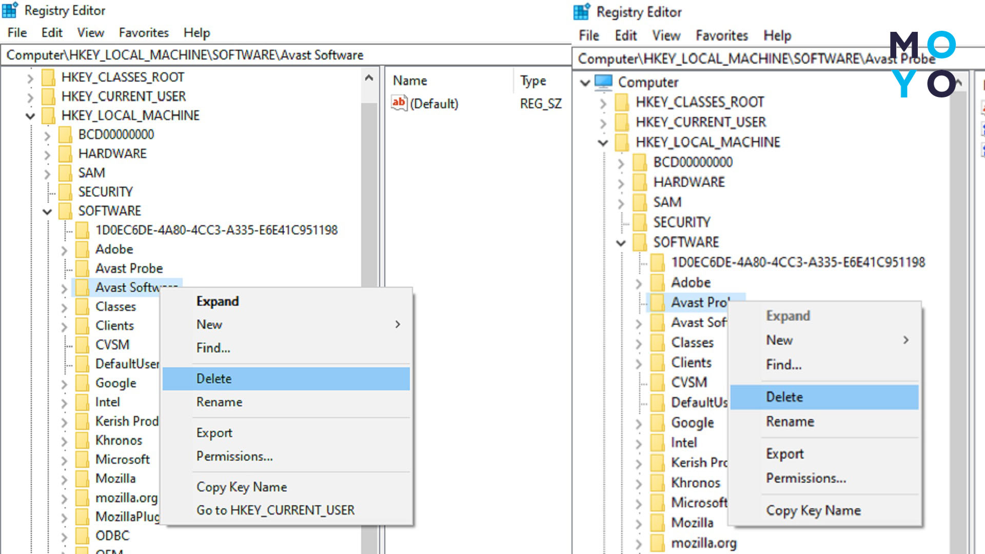 способ полной очистки Avast