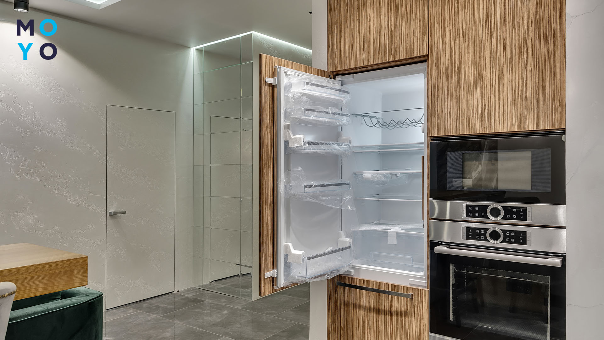 встроенный холодильник в интерьере