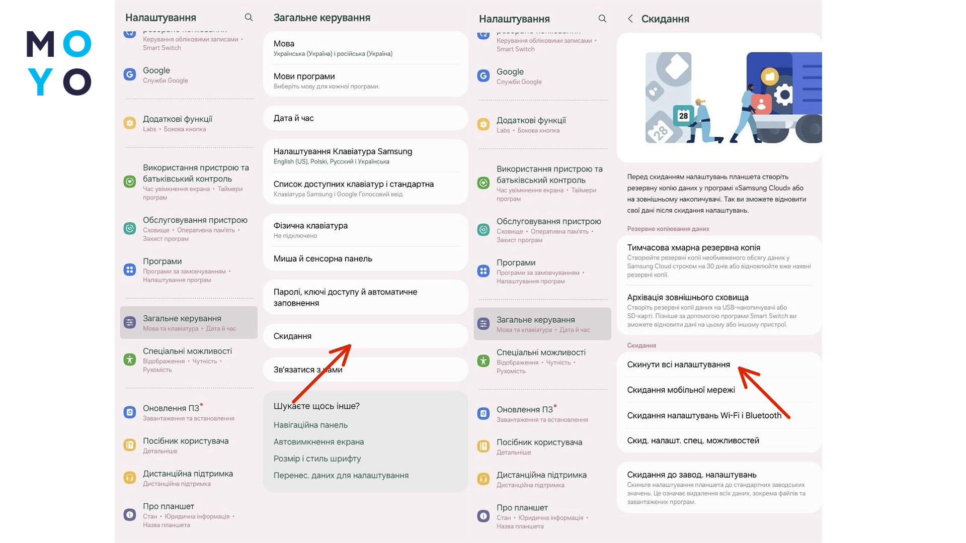 пошаговая инструкция для сброса настроек на Андроиде