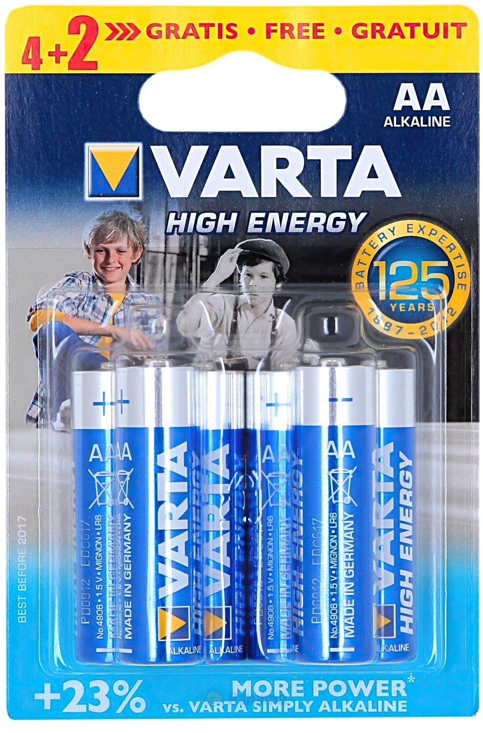  Елемент живлення Батарейка VARTA HIGH ENERGY AA Alkaline 4+2 шт. фото