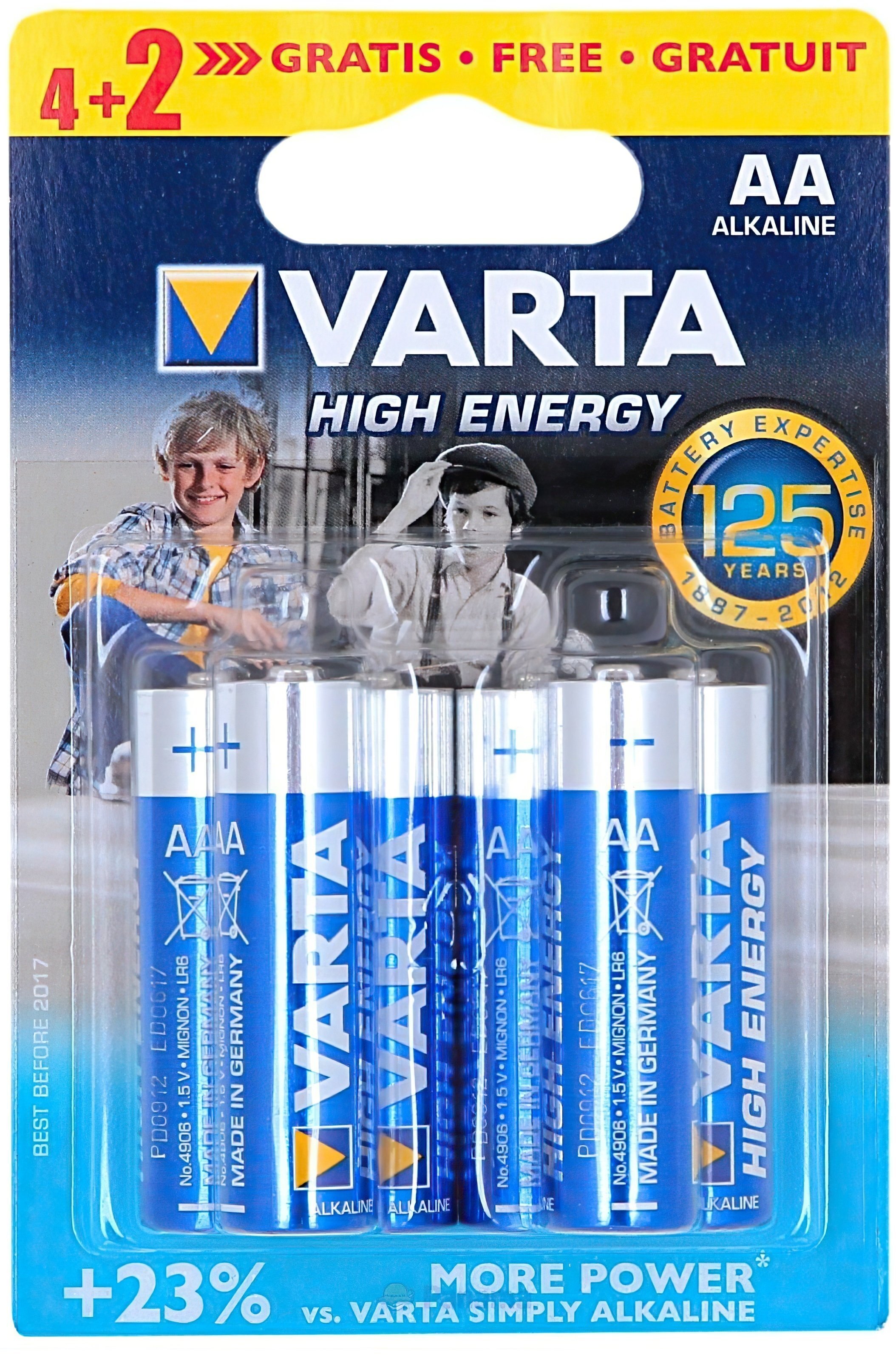  Елемент живлення Батарейка VARTA HIGH ENERGY AA Alkaline 4+2 шт. фото1