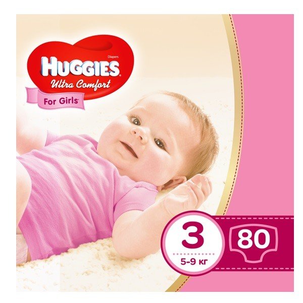 Подгузник Huggies Ultra Comfort 3 Mega для девочек (5-9 кг) 80 шт ...