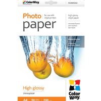 Папір ColorWay глянц. 200г/м, A4 PG200-50 карт.уп. (PG200050A4)