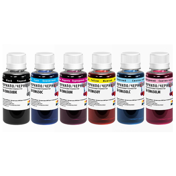 Комплект чорнил ColorWay Epson TX650, 6х100мл BK/С/M/LС/LM/Y (CW-EW650SET01) фото1