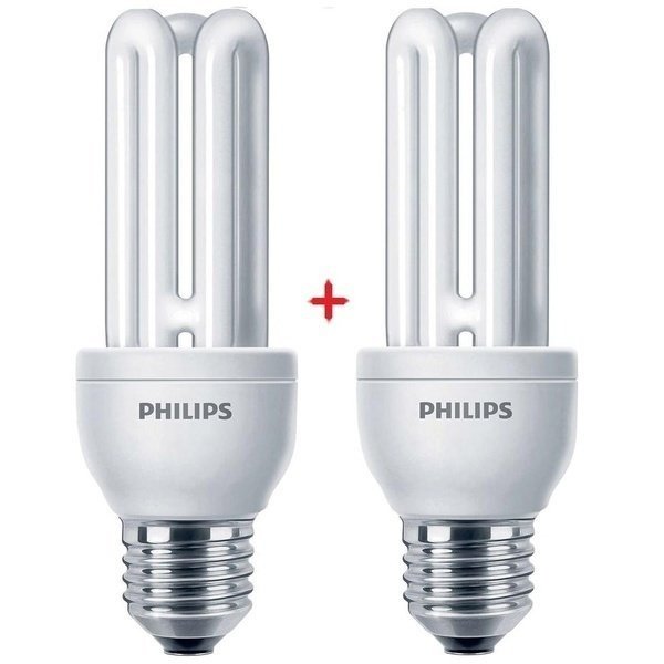 Комплект ламп енергозберігаючих Philips E27 14W 220-240V 6500K Genie (1+1)фото