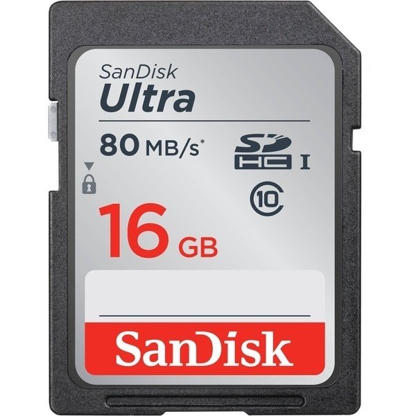 Карта памяти SANDISK SDHC 16GB Class 10 Ultra UHS-I R80/W10 MB/s (SDSDUNC-016G-GN6IN) фото 