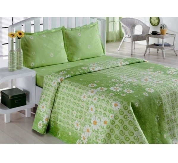 Комплект постельного белья Classi Daisy Papatya зеленый, полуторный (1000852) фото 