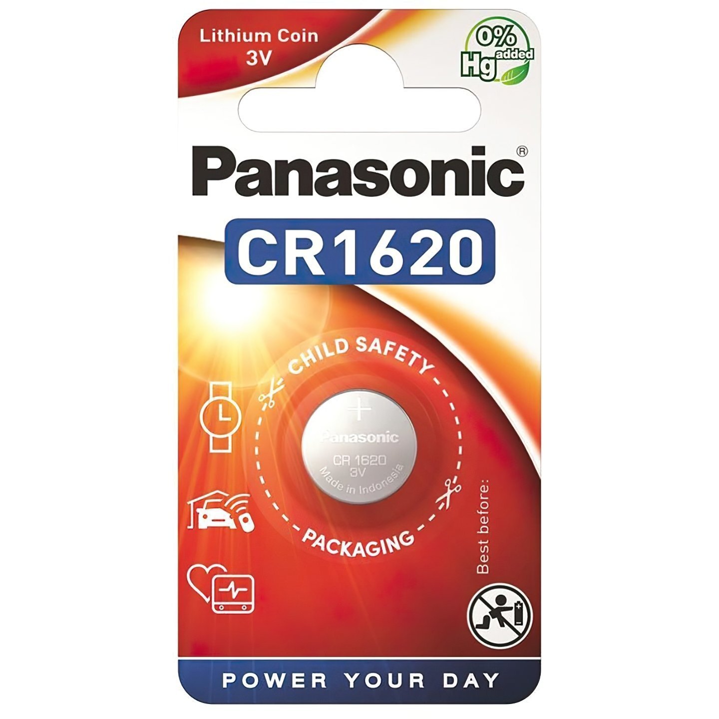 Батарейка Panasonic CR 1620 BLI 1 Lithium (CR-1620EL/1B)фото