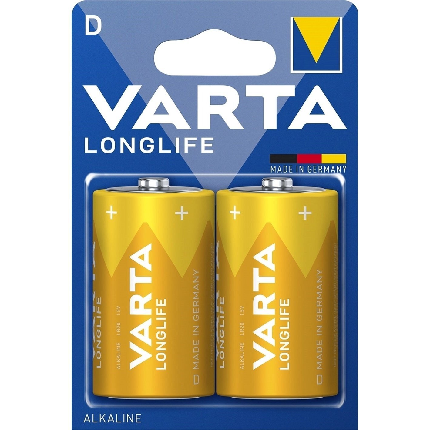 Батарейка VARTA LONGLIFE alkaline D(LR20) BLI 2 (04120101412)фото1