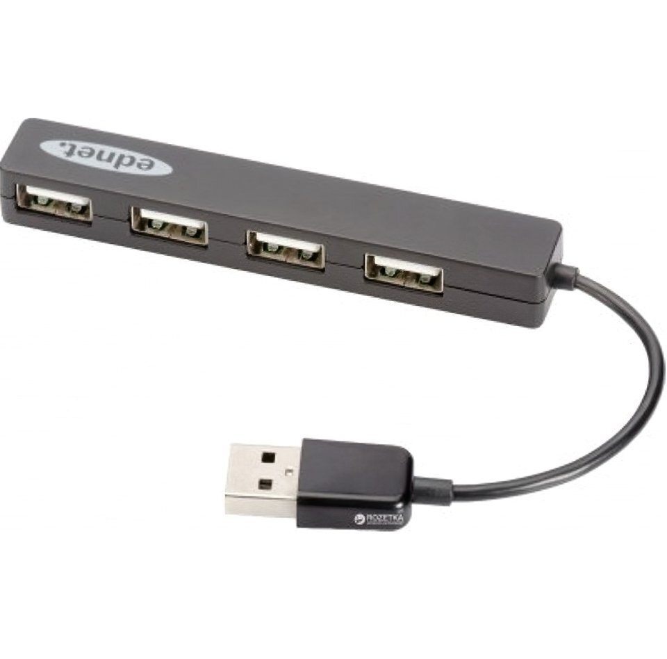 USB Хаб EDNET USB 2.0, Black (4 порта) (85040) фото 