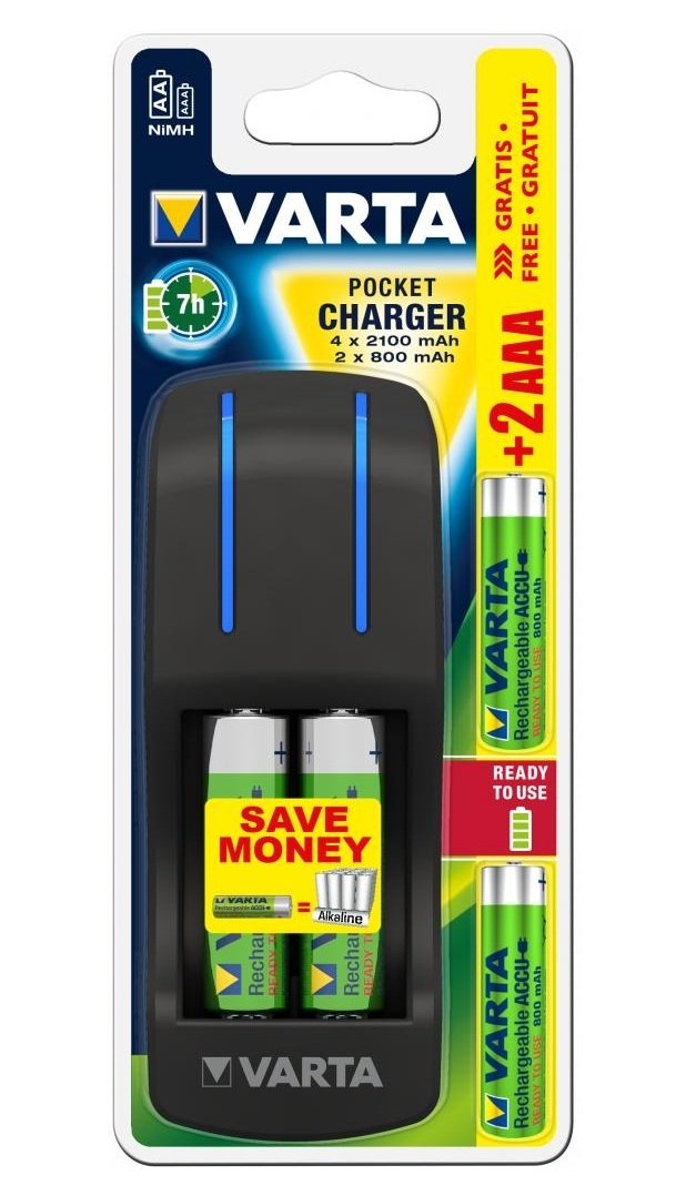 Зарядний пристрій VARTA Pocket Charger + Акумулятор NI-MH AA 2100 мАг, 4 шт. + AAA 800 мАг, 2 шт. (57642301431)фото