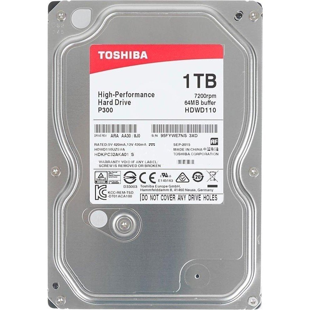 Жесткий диск внутренний TOSHIBA 3.5" SATA 3.0 1TB 7200RPM 6GB/S/64MB (HDWD110UZSVA) фото 1