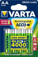 Аккумулятор VARTA RECHARGEABLE ACCU AA 2600mAh BLI 4 NI-MH (READY 2 USE) (5716101404)
