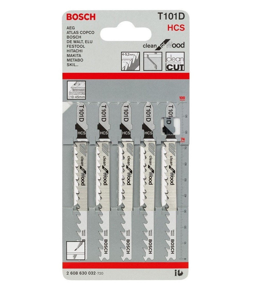 Полотно для лобзика Bosch HCS T 101 D, 5 шт.фото1