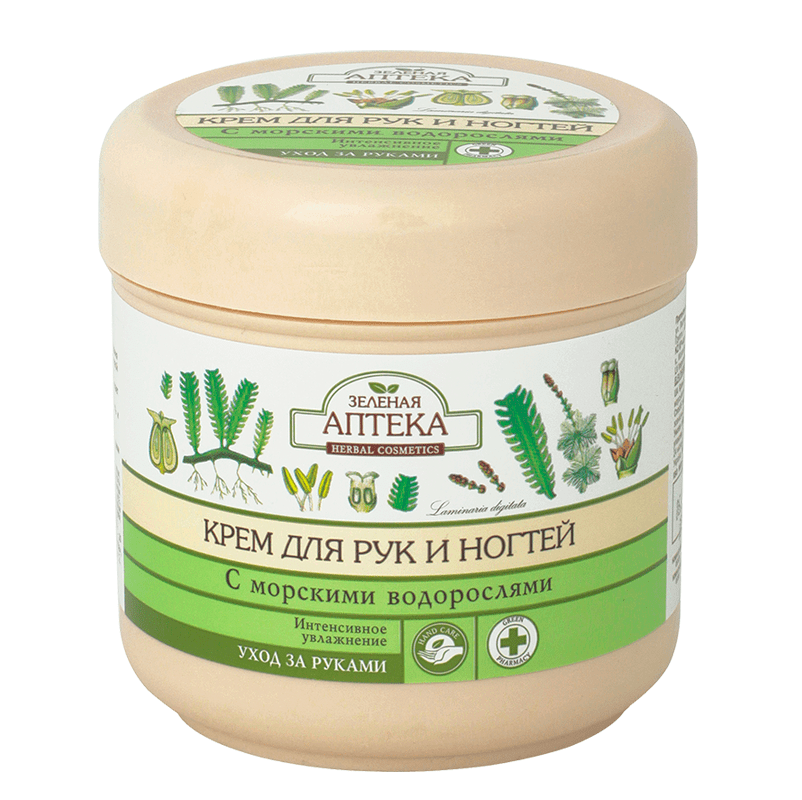 Крем для рук и ногтей Зеленая аптека Интенсивное увлажнение с морскими водорослями 300 мл фото 1