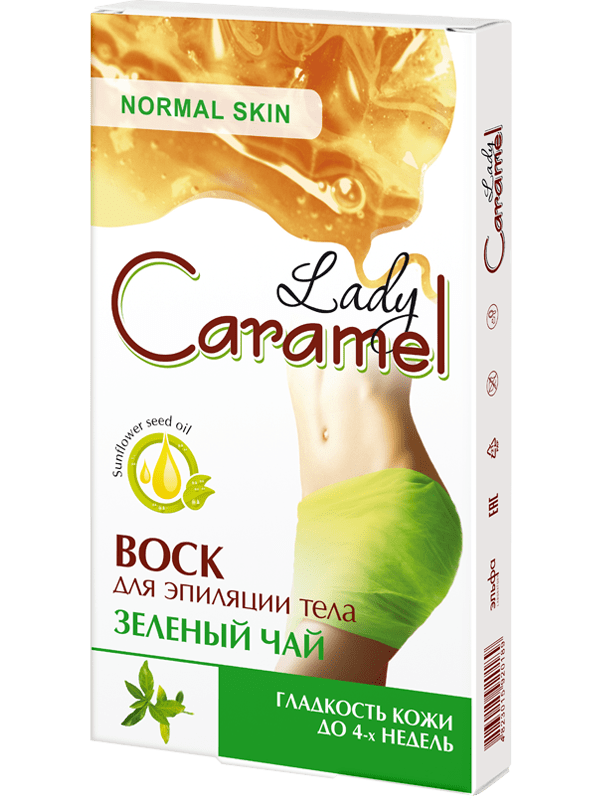 Восковые полоски для депиляции тела Caramel Зеленый чай 16 шт фото 1