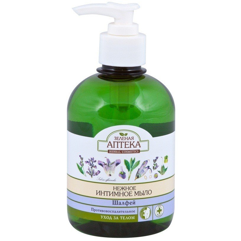 Жидкое мыло Зеленая Аптека Шалфей для интимной гигиены 370 мл фото 1