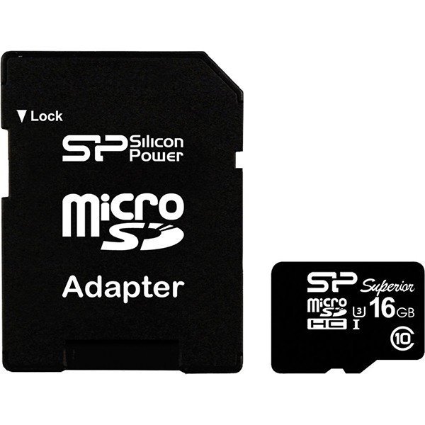 Карта памяти Silicon Power microSDHC 16GB Class 10 UHS-I U3 Superior + SD-адаптер фото 