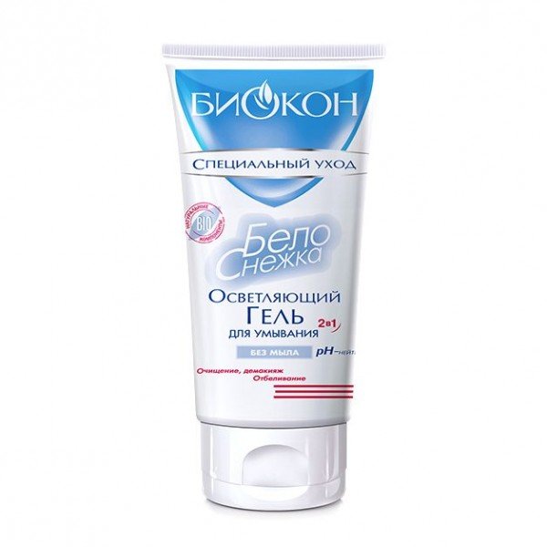 Гель 2в1 для умывания Биокон Белоснежка отбеливающий,160 мл.