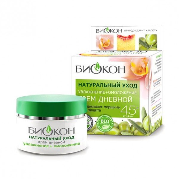 Крем Биокон Натуральный уход увлажнение и омоложение дневной, 50 мл.
