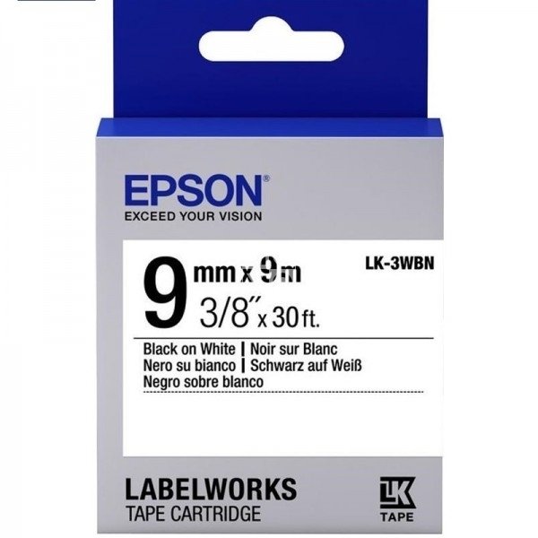 Акція на Лента Epson LK3WBN принтеров LW-300/400/400VP/700 Std Blk/Wht 9mm/9m від MOYO