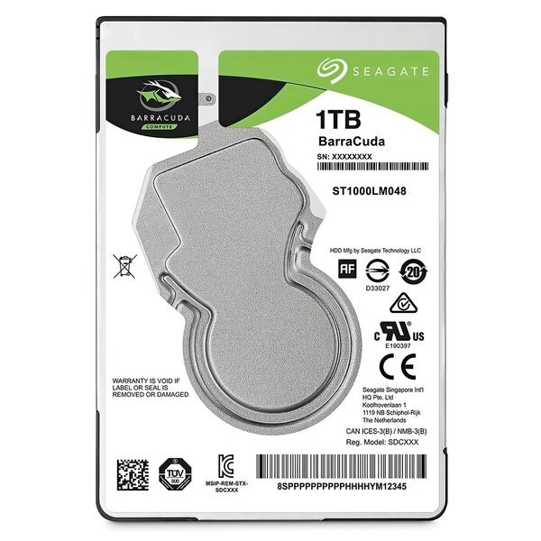 

Жесткий диск внутренний SEAGATE HDD 2.5" SATA 3.0 1TB 5400RPM 128MB BarraCuda (ST1000LM048)
