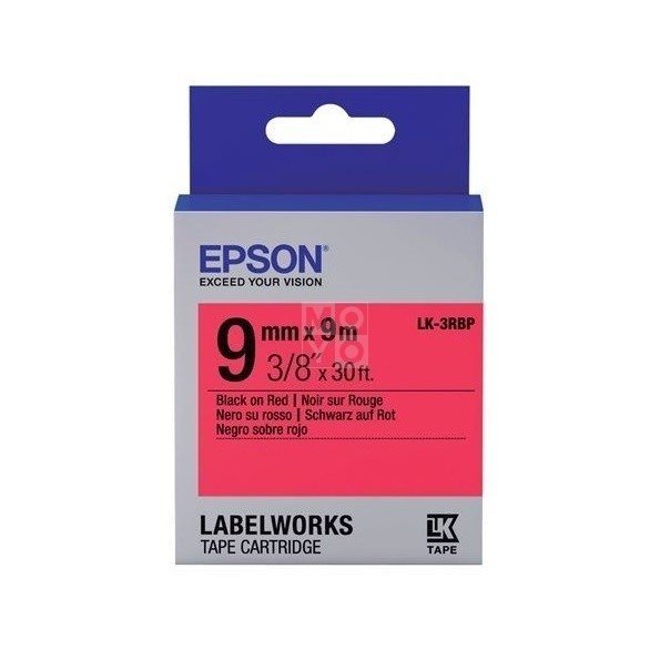 Картридж с лентой Epson LK3RBP принтеров LW-300/400/400VP/700 Pastel Blk/Red 9mm/9m (C53S653001) фото 
