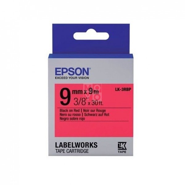 Акція на Картридж с лентой Epson LK3RBP принтеров LW-300/400/400VP/700 Pastel Blk/Red 9mm/9m (C53S653001) від MOYO