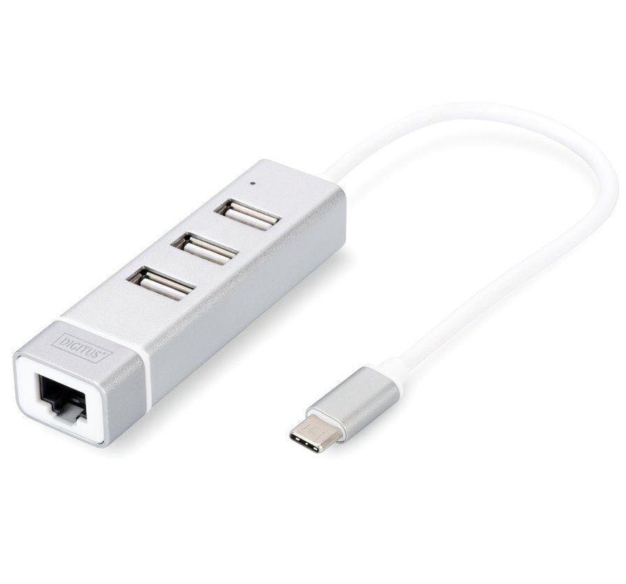 USB Хаб DIGITUS Type-C, 3xUSB, Fast Ethernet (DA-70253) фото 