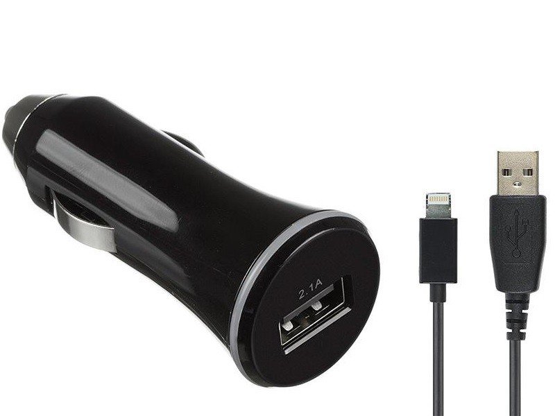 ЗП авто Kit Premium USB Charger (USB 2.1 Amp) кабель microUSB 1м, Blackфото1