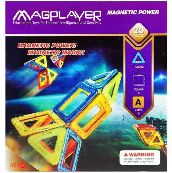 Конструктор Magplayer магнитный набор 20 эл. MPA-20