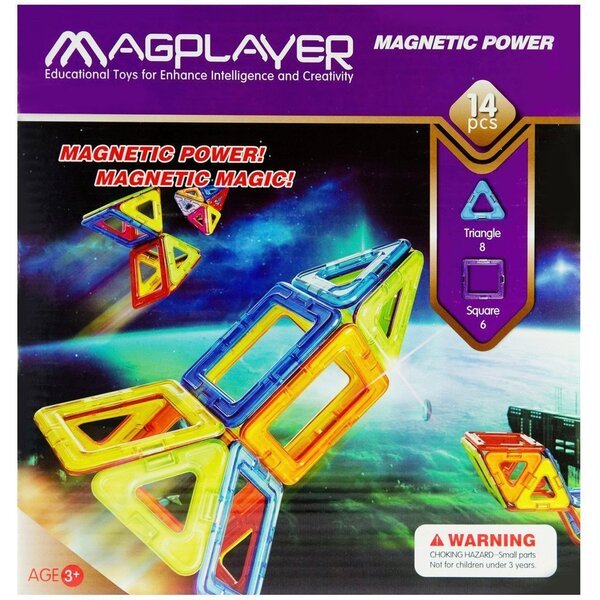 

Конструктор Magplayer магнитный набор 14 эл. MPB-14