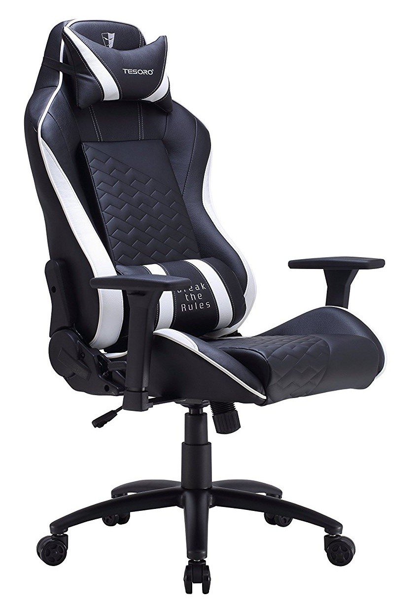 Комп'ютерне крісло для геймера TESORO Zone Ballance, біло-чорне (TS-F710-WH)фото1
