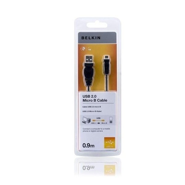 Кабель USB 2.0 (AM/microB) Belkin Pro 0.9 м Black/ Черный Blister (F3U151cp0.9M) фото 