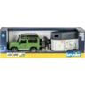 Джип BRUDER 1:16 Land Rover Defender с прицепом для перевозки лошадей + лошадка (2592)