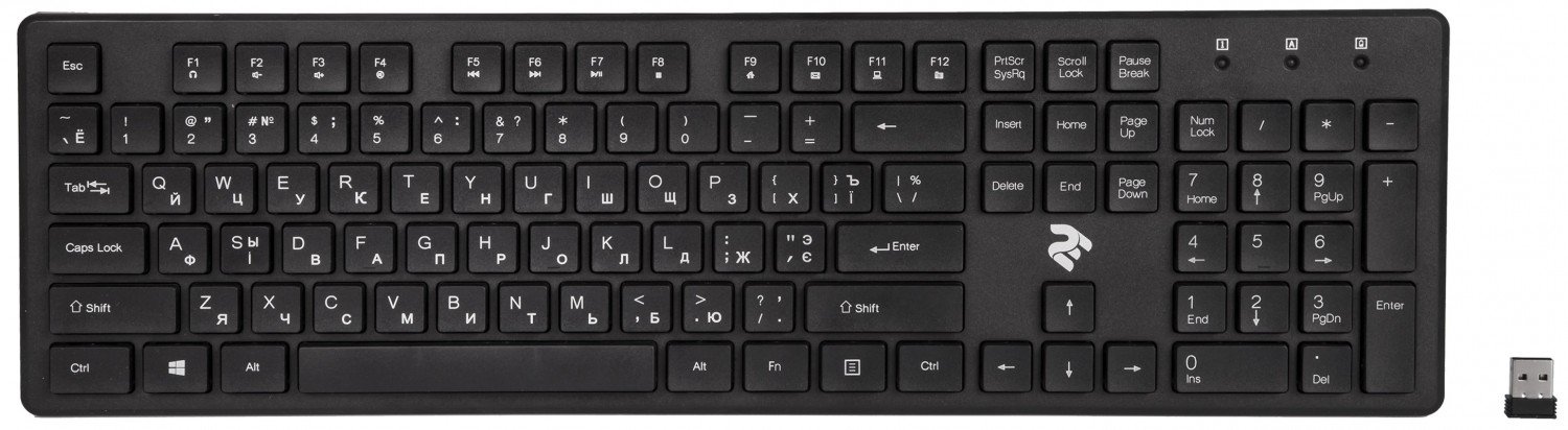  Клавіатура 2E KS 101 Slim WL Black (2E-KS101WB) фото