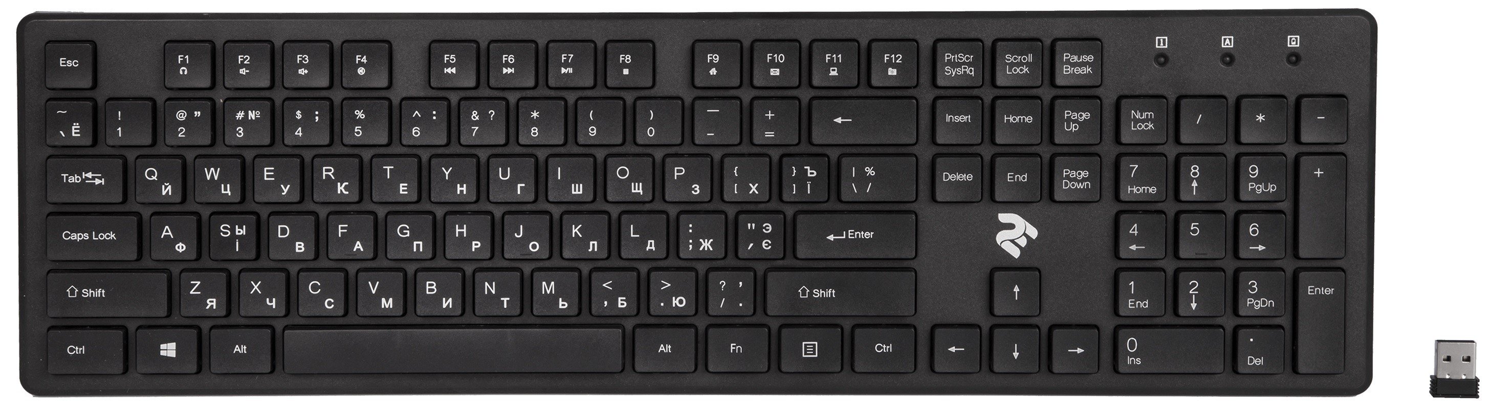  Клавіатура 2E KS 101 Slim WL Black (2E-KS101WB) фото1