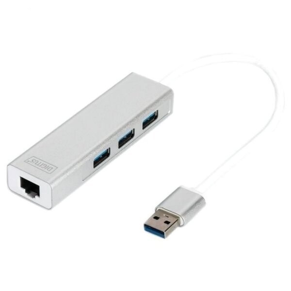Акція на USB Хаб Digitus DA-70250-1 USB 3.0, 3xUSB, 1xLAN Gigabit (DA-70250-1) від MOYO