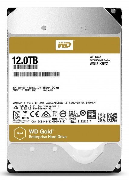 

Жесткий диск внутренний WD 12TB 256MB 7200RPM 3.5'' SATA III Gold (WD121KRYZ)