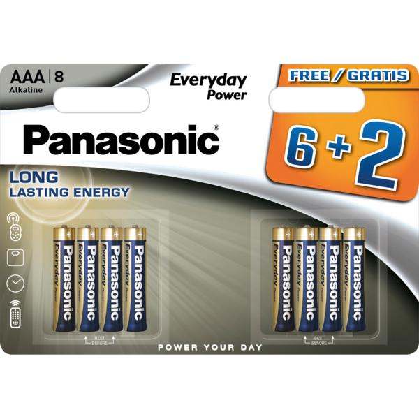 Акція на Батарейка Panasonic Everyday Power AAA BLI 8 (6+2) Alkaline (LR03REE/8B2F) від MOYO