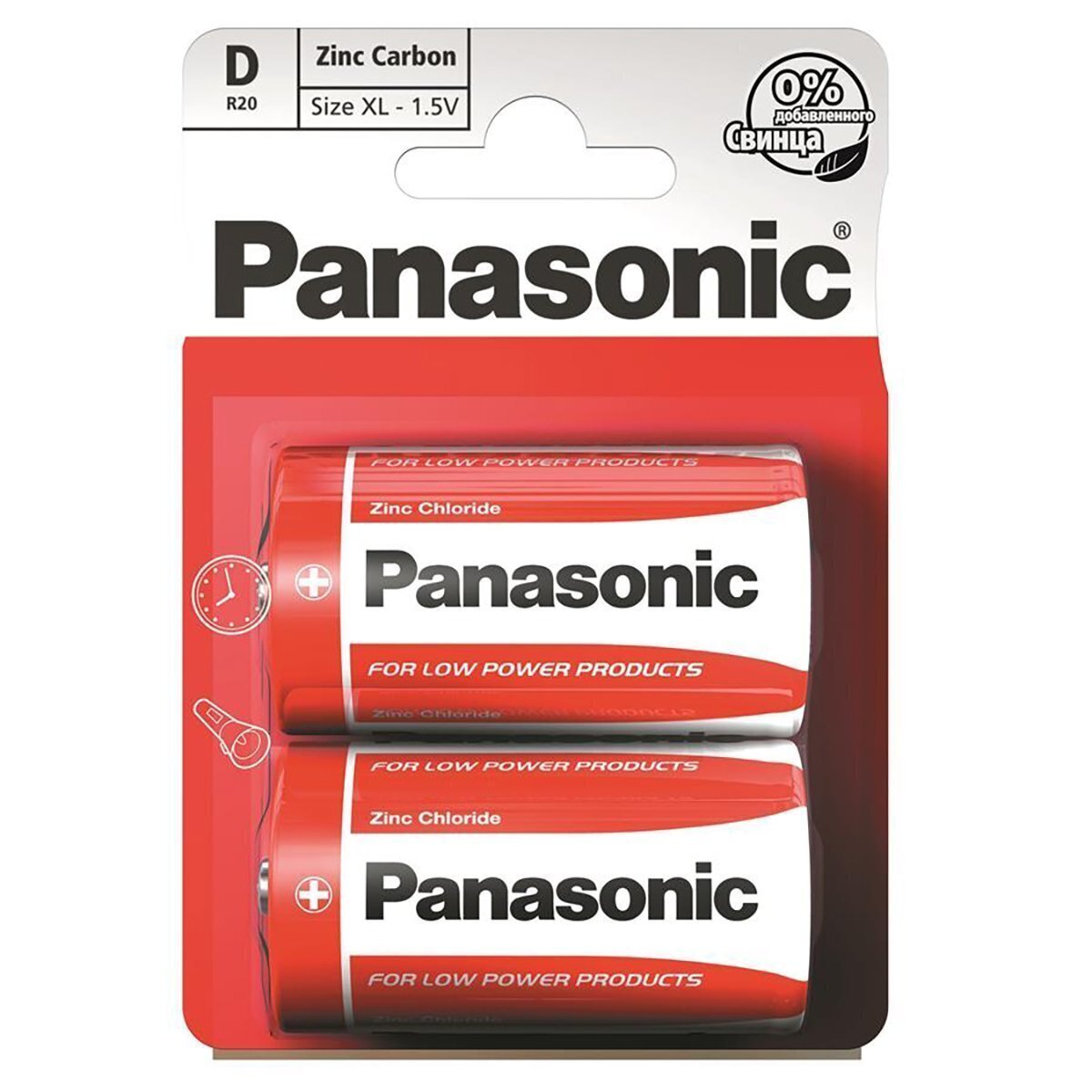 Батарейка Panasonic Red Zinc R20 BLI 2 Zink-Carbon (R20REL/2BPR) фото 